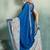 Royal blue floral polka linen bollywood saree with blouse