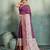 Wine floral polka linen bollywood saree with blouse