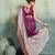 Wine floral polka linen bollywood saree with blouse