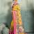 Yellow floral linen kalamkari saree with blouse