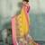 Yellow floral linen kalamkari saree with blouse