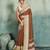 brown woven design cotton blend bollywood saree with blouse