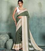 mehendi woven design cotton blend bollywood saree with blouse