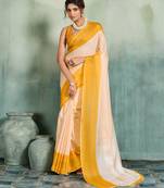 off white woven design cotton blend bollywood saree with blouse