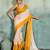 off white woven design cotton blend bollywood saree with blouse