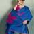 blue floral cotton blend bollywood saree with blouse