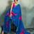 blue floral cotton blend bollywood saree with blouse