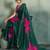 dark green floral cotton blend bollywood saree with blouse