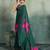 dark green floral cotton blend bollywood saree with blouse