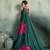 dark green floral cotton blend bollywood saree with blouse