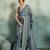 grey floral cotton blend bollywood saree with blouse