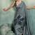 grey floral cotton blend bollywood saree with blouse