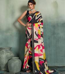 multicolor floral cotton blend bollywood saree with blouse