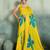 yellow floral cotton blend bollywood saree with blouse