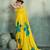 yellow floral cotton blend bollywood saree with blouse
