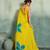yellow floral cotton blend bollywood saree with blouse