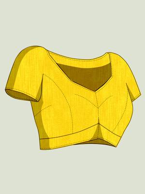 yellow floral cotton blend bollywood saree with blouse 5