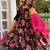 Black organza printed anarkali set