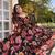 Black organza printed anarkali set