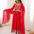 Red faux georgette embroidered anarkali set