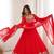 Red faux georgette embroidered anarkali set