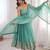 Sea-green faux georgette embroidered anarkali set