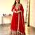 Red georgette embroidered flared gown set