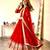 Red georgette embroidered flared gown set