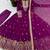 Purple georgette embroidered flared gown set