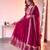 Red georgette embroidered flared gown set