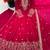 Red georgette embroidered flared gown set