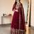 Maroon georgette embroidered flared gown set