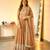 Beige georgette embroidered flared gown set