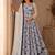 White silk blend embroidered flared gown set