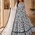 White silk blend embroidered flared gown set