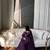 Purple silk blend embroidered flared gown set