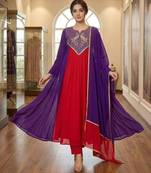 Multicolor chanderi embroidered kurta set