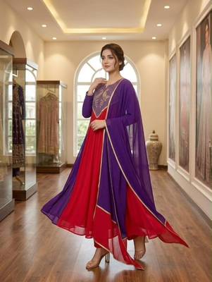 Multicolor chanderi embroidered kurta set 2