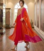 Multicolor chanderi embroidered kurta set