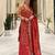 Red silk blend embroidered palazzo set