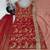 Red silk blend embroidered palazzo set