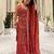 Red silk blend embroidered palazzo set