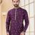 Purpel digital printed silk kurta pajama set with thread work