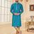Firozi digital printed silk kurta pajama set with thread work