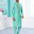 Firozi silk kurta pajama set with thread work