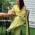 Lime cotton poly embroidered farshi salwar set