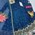 Royal-blue silk blend embroidered flared gown set