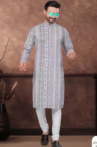 Purpel & multicolour digital printed full embroidery chikankari thread work kurta pajama set