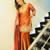 Peach silk blend embroidered sharara set