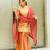 Peach silk blend embroidered sharara set